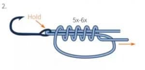 how to tie uni knot step 2