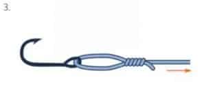 How to tie uni knot step 3