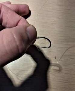 how to tie a snell knot step 2