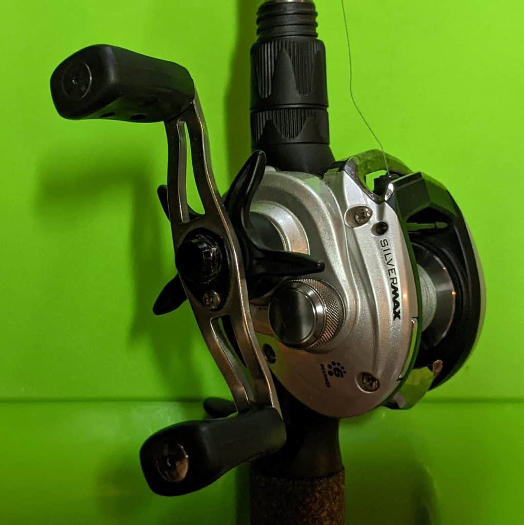abu garcia silver max low profile baitcast reel side view