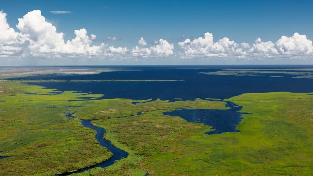 wide angle view of Lake Okeechobee