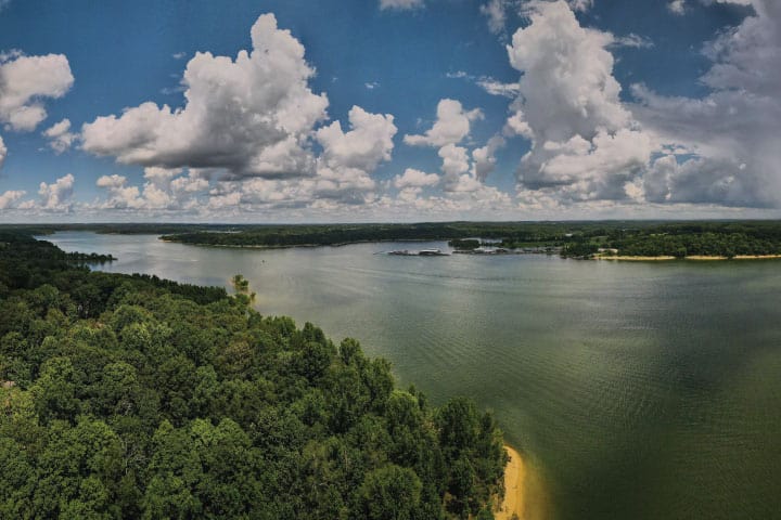 best bass fishing lakes in Kentucky - Aerial view of lake Kentucky