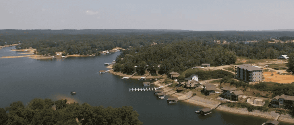 Aerial view of Lewis Smith Lake - best bass fishing lakes in Alabama