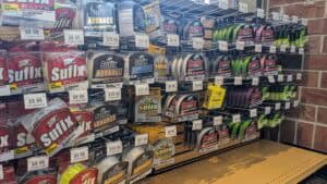 what lb line for bass - image of several options of fishing line for bass various test strength and types of line